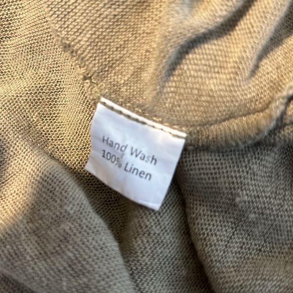 Banner Day 100% Linen Top in Olive Green Band Day - Picture 5 of 8